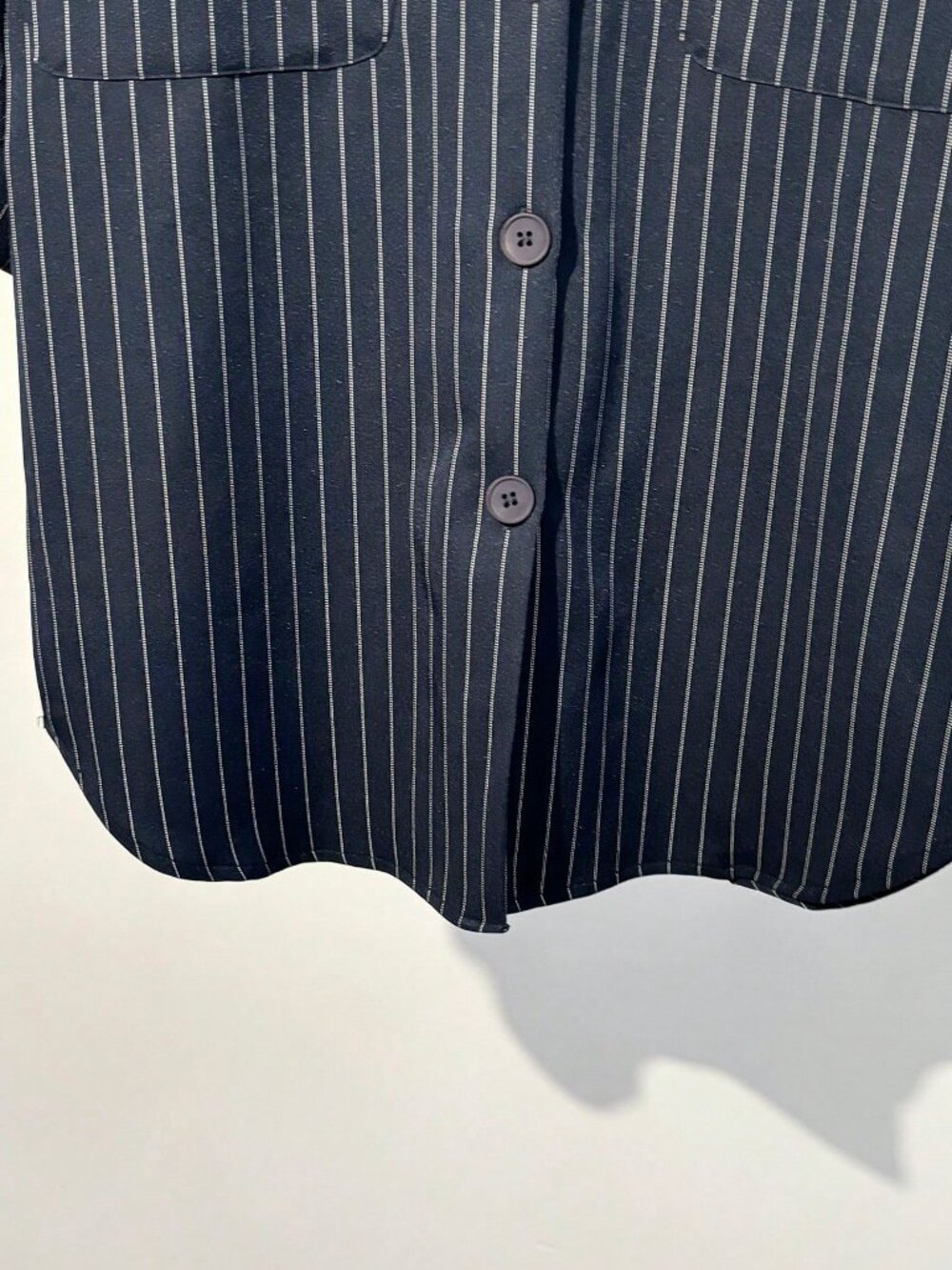 Navy Casual Women's Pocket Button-Down Long Sleeve Striped Blouse Top - Picture 7 of 7